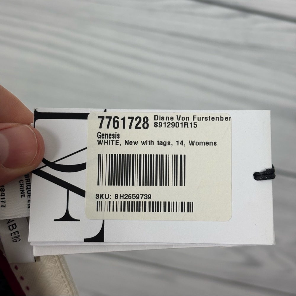 Diane Von Furstenberg Genesis White Ankle Dress Pants Size 14 NWT - Picture 8 of 9